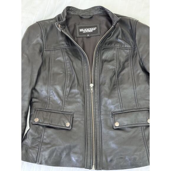 Milwaukee Leather SFL2825 Snap Collar Lambskin Motorcycle Leather Jacket Size M - Picture 10 of 14